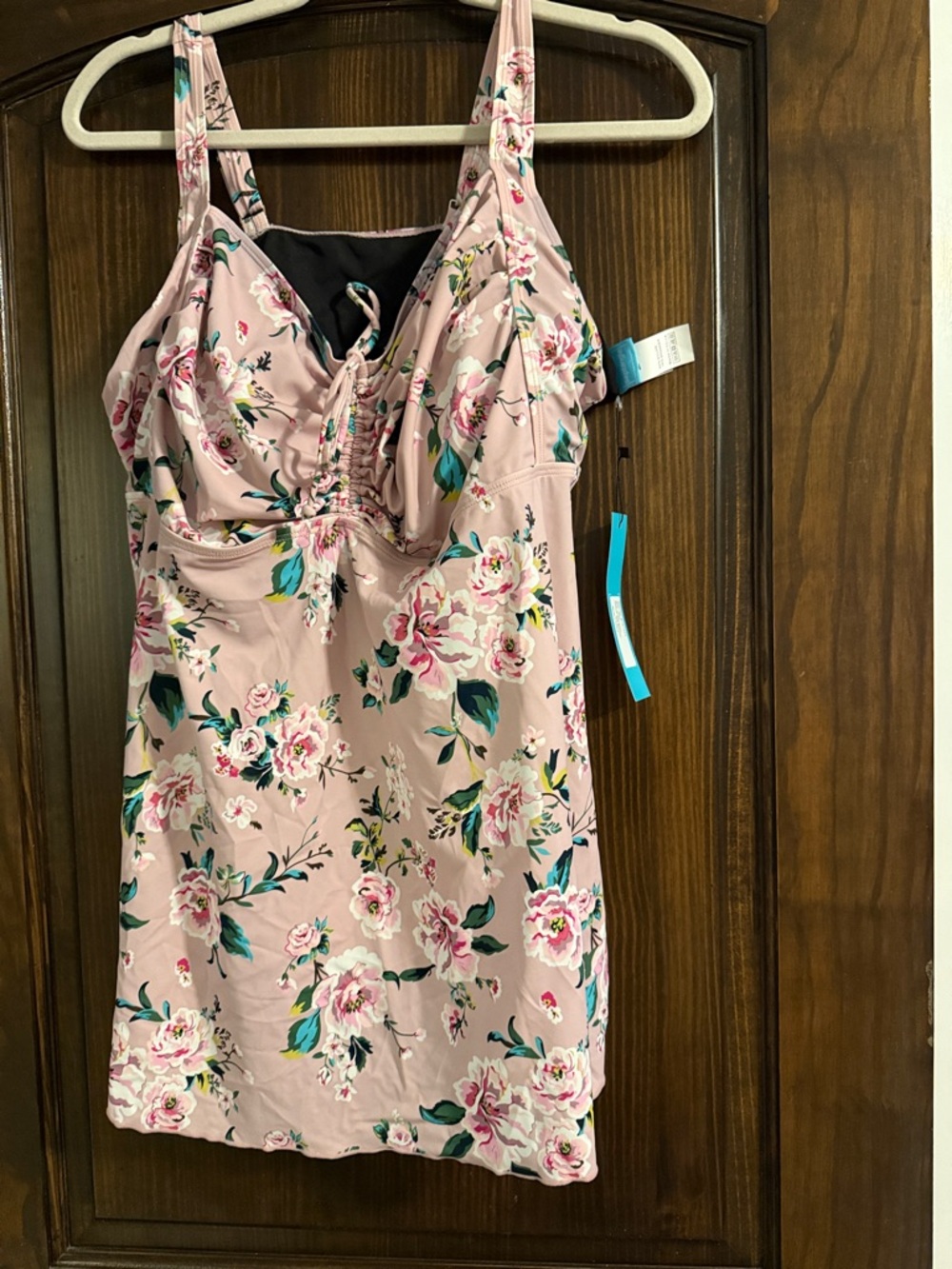 Floral Pink Swim Top with Adjustable Straps